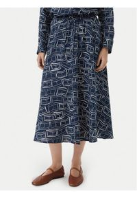TOMMY HILFIGER - Tommy Hilfiger Spódnica midi WW0WW50753 Granatowy Regular Fit. Kolor: niebieski. Materiał: len #1