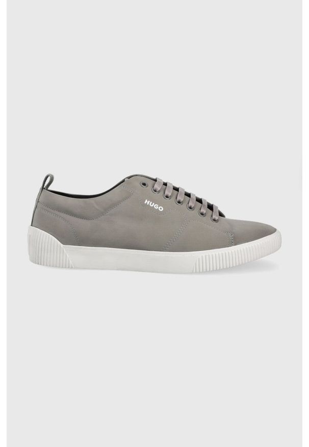 Hugo - HUGO buty Zero kolor szary. Nosek buta: okrągły. Zapięcie: sznurówki. Kolor: szary. Materiał: guma