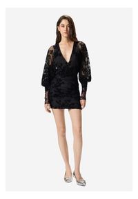 Pinko - PINKO Sukienka Roulette dress tulle stampa flock Czarny Slim Fit. Kolor: czarny #4