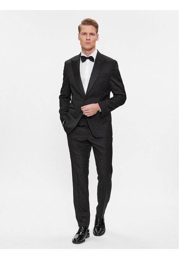 BOSS - Boss Garnitur H-Huge-2Pcs-Tux-231 50502453 Czarny Slim Fit. Kolor: czarny. Materiał: wełna