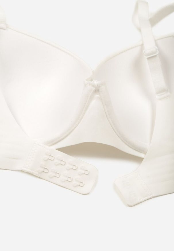 Born2be - Biały Klasyczny Biustonosz o Gładkim Wykończeniu Taniarephis. Kolor: biały. Rodzaj stanika: odpinane ramiączka, różne sposoby noszenia. Wzór: gładki