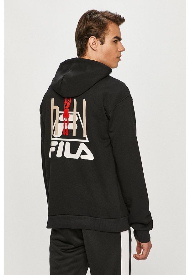 Fila - Bluza. Okazja: na co dzień. Kolor: czarny. Wzór: aplikacja. Styl: casual