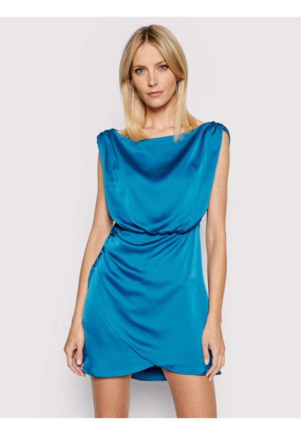 Sukienka koktajlowa Guess. Kolor: niebieski. Styl: wizytowy