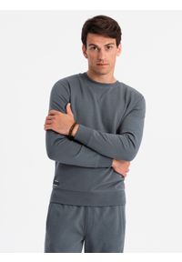 Ombre Clothing - Dresowy męski bawełniany komplet BASIC bluza nierozpinana + joggery – grafitowy V11. Kolor: szary. Materiał: dresówka, bawełna. Wzór: jednolity #6