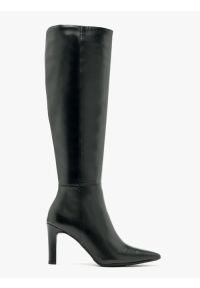 Ryłko - Czarne kozaki na obcasie. Zapięcie: zamek. Kolor: czarny. Materiał: skóra. Obcas: na obcasie. Styl: street. Wysokość obcasa: średni #1