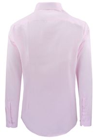 Delikatnie Wyszczuplana (Slim) Męska Koszula - Lanier - Różowa. Kolor: różowy. Materiał: poliester, bawełna. Styl: sportowy, klasyczny #2