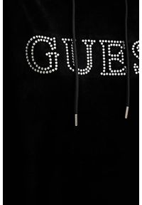 Guess - GUESS Czarna damska bluza z kapturem i cyrkoniami Couture, Rozmiar S. Typ kołnierza: kaptur. Kolor: czarny #4