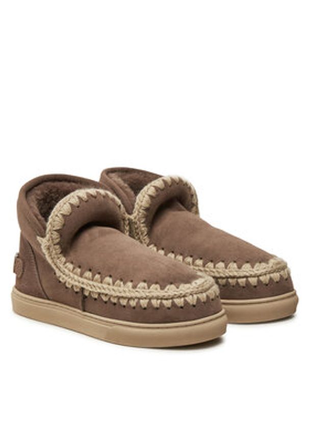 Mou Śniegowce Eskimo Sneaker Big Metal Logo FW111008A Brązowy. Kolor: brązowy. Materiał: skóra