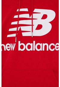 New Balance bluza MT03558REP męska kolor czerwony z kapturem z nadrukiem. Typ kołnierza: kaptur. Kolor: czerwony. Materiał: bawełna. Wzór: nadruk #2