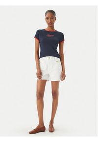 TOMMY HILFIGER - Tommy Hilfiger T-Shirt Logo Graphic Ringer WW0WW49245 Granatowy Slim Fit. Kolor: niebieski. Materiał: bawełna #5