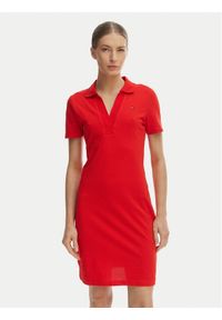 TOMMY HILFIGER - Tommy Hilfiger Sukienka codzienna WW0WW42567 Pomarańczowy Slim Fit. Okazja: na co dzień. Kolor: pomarańczowy. Materiał: bawełna. Typ sukienki: proste. Styl: casual #1