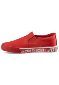 Big-Star - Czerwone Tenisówki Big Star Modne Obuwie Damskie. Okazja: na co dzień. Kolor: czerwony. Materiał: materiał. Styl: casual, sportowy #3