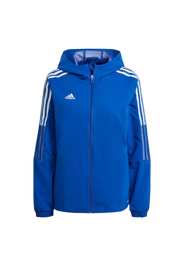 Adidas - Kurtka piłkarska damska adidas Tiro 21 Windbreaker. Kolor: niebieski, biały, wielokolorowy. Sport: piłka nożna
