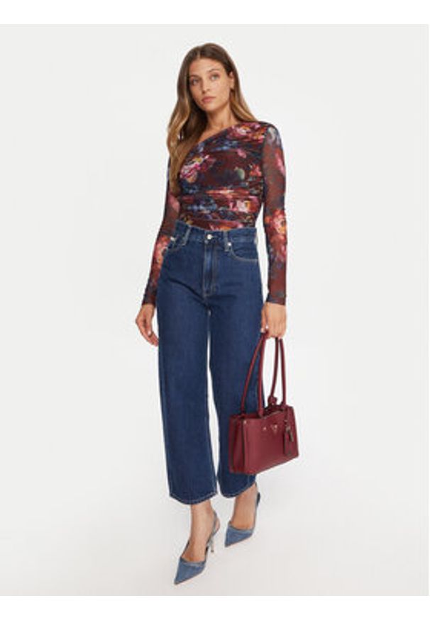 Guess Bluzka W5BP32 KCZC2 Kolorowy Slim Fit. Materiał: syntetyk. Wzór: kolorowy