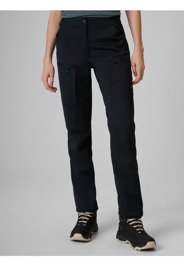 4f - 4F Spodnie trekkingowe softshell membrana 8000 damskie - czarne XXL. Kolor: czarny. Materiał: softshell. Sezon: lato. Sport: turystyka piesza