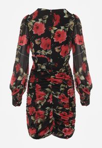 Born2be - Czarna Sukienka Dopasowana z Marszczeniem Kassissa. Okazja: na co dzień. Kolor: czarny. Materiał: jeans. Typ sukienki: proste. Styl: elegancki, casual #2
