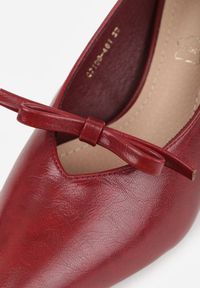 Renee - Bordowe Czółenka na Szpilce Vices z Kokardą i Wkładką ze Skóry Naturalnej Rilanisse. Okazja: na co dzień, na spotkanie biznesowe. Kolor: czerwony. Materiał: skóra. Obcas: na szpilce. Styl: casual, biznesowy, elegancki, klasyczny #8