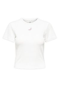 only - ONLY T-Shirt Daniella 15350554 Biały Slim Fit. Kolor: biały. Materiał: syntetyk
