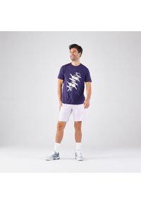 ARTENGO - Koszulka tenisowa męska Artengo TTS Soft. Kolor: zielony, fioletowy, wielokolorowy. Materiał: materiał, elastan, bawełna, lyocell. Sport: tenis