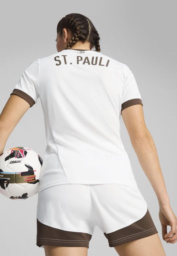 Puma - Damska koszulka wyjazdowa FC St. Pauli 24/25 PUMA White Espresso Brown. Kolor: biały, brązowy, wielokolorowy