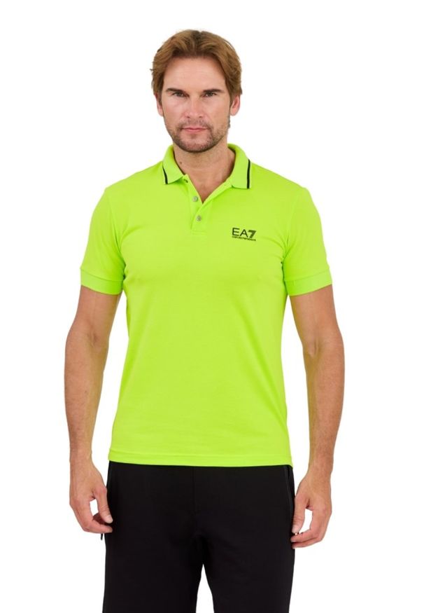 EA7 Emporio Armani - EA7 Zielona męska koszulka polo, Rozmiar XL. Typ kołnierza: polo. Kolor: zielony