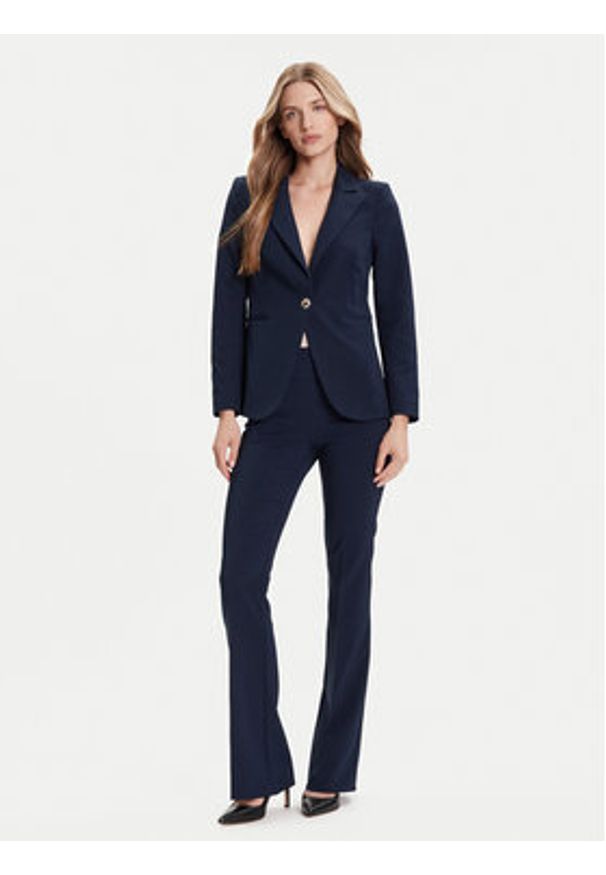 Rinascimento Spodnie materiałowe CFC0125318003 Granatowy Flare Fit. Kolor: niebieski. Materiał: syntetyk