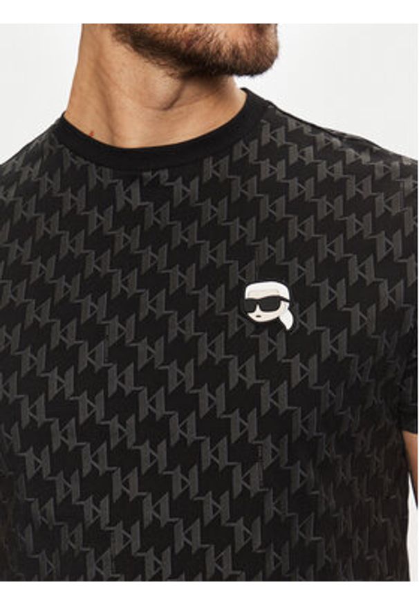 Karl Lagerfeld - KARL LAGERFELD T-Shirt 755096 551251 Czarny Regular Fit. Typ kołnierza: dekolt w karo. Kolor: czarny. Materiał: bawełna