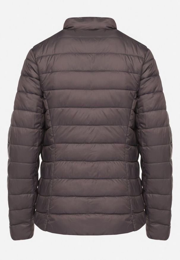 Born2be - Ciemnoszara Pikowana Kurtka w Klasycznym Stylu Nelaniel. Okazja: na co dzień. Kolor: szary. Materiał: jeans. Styl: klasyczny