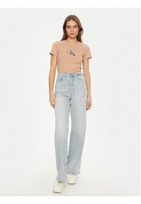 Calvin Klein Jeans T-Shirt Gradient J20J224982 Koralowy Slim Fit. Kolor: pomarańczowy. Materiał: bawełna. Wzór: gradientowy