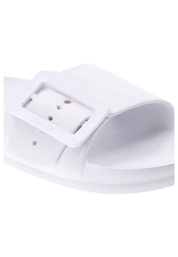 Big-Star - Białe Klapki Big Star Damskie Modne Obuwie Na Lato. Okazja: do domu, na plażę. Kolor: biały. Wzór: aplikacja. Sezon: lato. Styl: wakacyjny