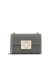 Kazar - Elegancka szara torebka na srebrnym łańcuszku. Kolor: szary. Materiał: zamszowe, skórzane. Styl: elegancki. Rodzaj torebki: na ramię #1
