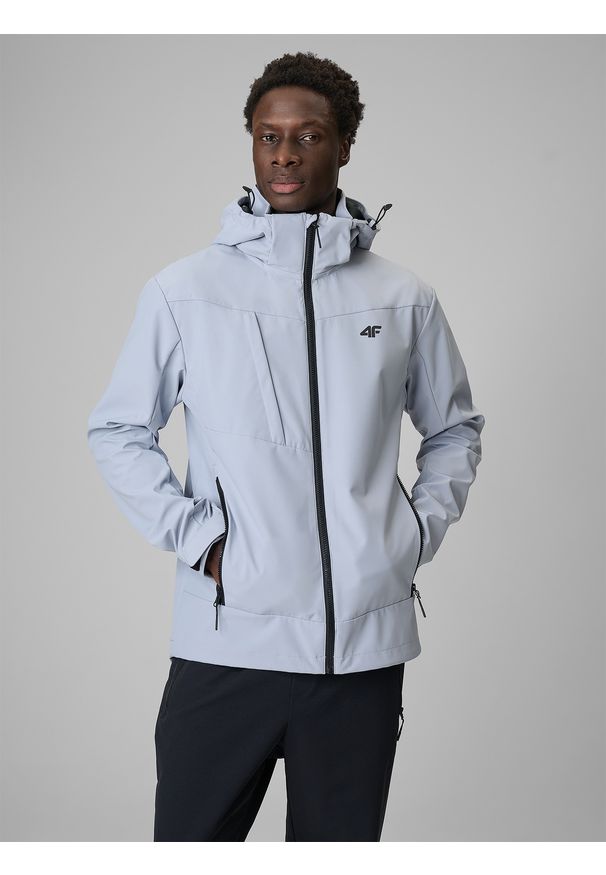 4f - 4F Kurtka softshell wiatroodporna membrana 5000 męska - szara L. Typ kołnierza: kołnierzyk stójkowy. Kolor: szary. Materiał: softshell
