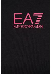 EA7 Emporio Armani bluza damska kolor czarny z nadrukiem. Kolor: czarny. Materiał: włókno, dzianina. Wzór: nadruk #4