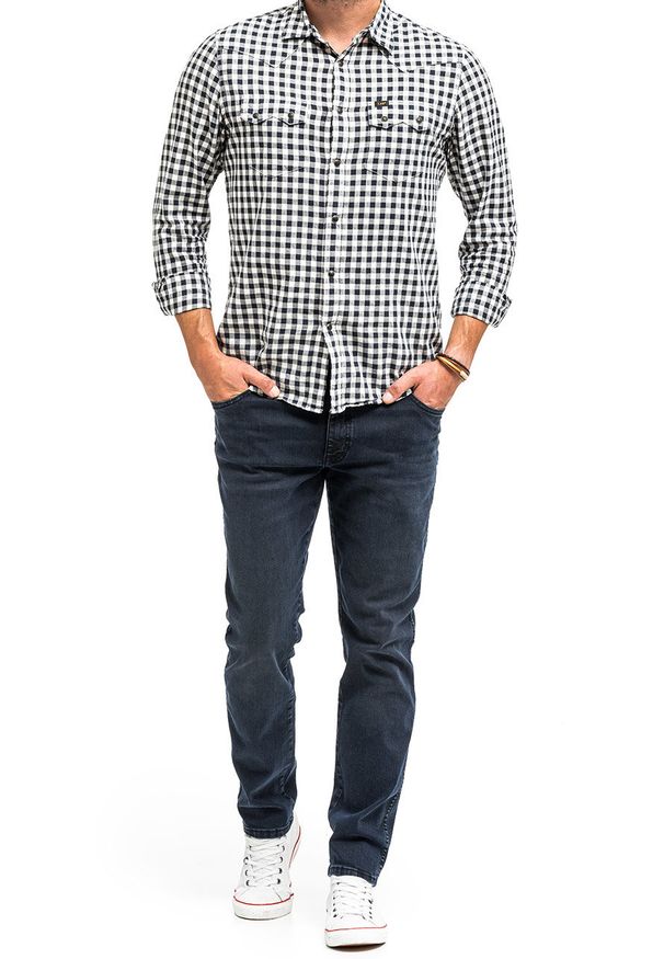 Wrangler - WRANGLER TEXAS TAPER MĘSKIE SPODNIE JEANSOWE BRUISED RIVER W12TLT364 112141166. Długość: długie. Wzór: aplikacja. Styl: klasyczny, elegancki