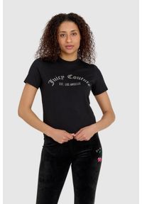 Juicy Couture - JUICY COUTURE Czarny t-shirt damski z diamentowym logo, Rozmiar S. Kolor: czarny #1