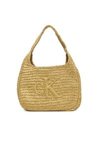 Calvin Klein Torebka Bold Ck Raffia Lg Shoulder Bag LV04F3448G Beżowy. Kolor: beżowy #3