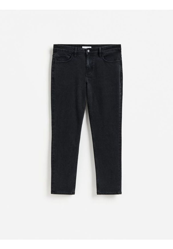 Reserved - Jeansy slim fit z efektem sprania - czarny. Kolor: czarny