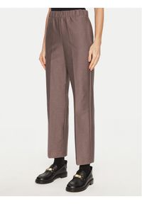 Max Mara Leisure Spodnie materiałowe Quiete 2426786048 Brązowy Straight Fit. Kolor: brązowy. Materiał: syntetyk, bawełna