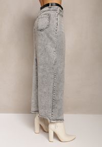 Renee - Szara Spódnica Jeansowa Maxi z Paskiem Mullese. Stan: podwyższony. Kolor: szary. Materiał: jeans. Styl: klasyczny #4