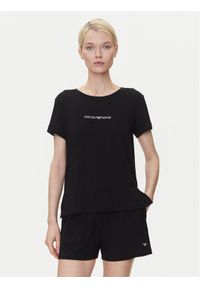Emporio Armani T-Shirt EW000780 AF12192 UC001 Czarny Regular Fit. Kolor: czarny. Materiał: wiskoza