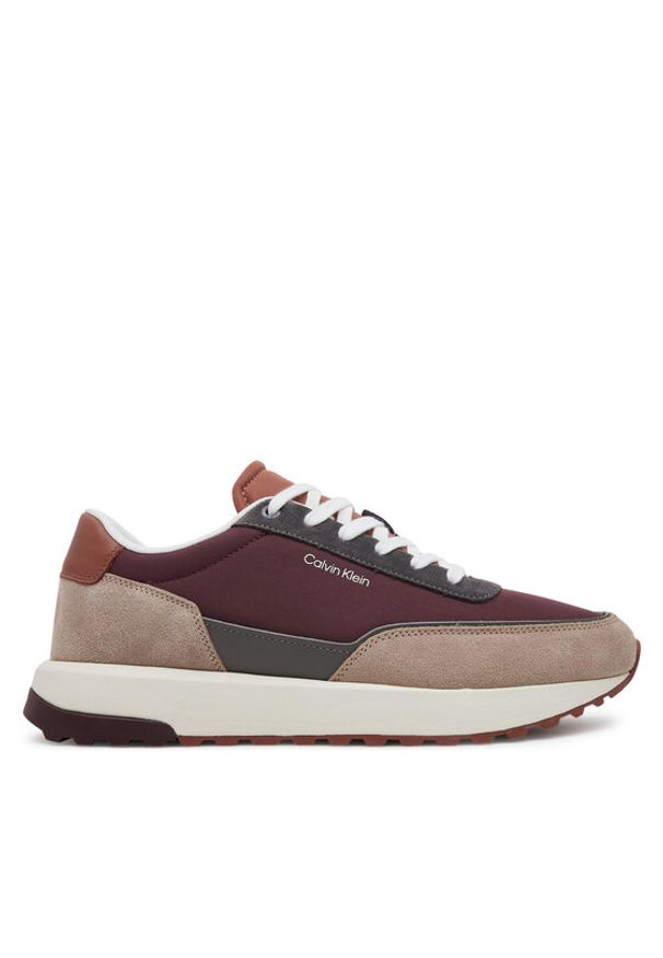 Calvin Klein Sneakersy Low Top Lace Up Repreve Mix HM0HM01714 Brązowy. Kolor: brązowy. Materiał: skóra
