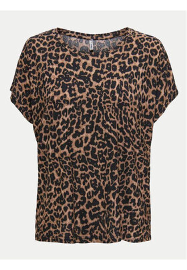 only - ONLY T-Shirt 15344399 Brązowy Regular Fit. Kolor: brązowy. Materiał: syntetyk