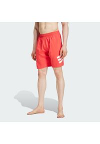 Adidas - Szorty do pływania 3-Stripes 8-Inch. Kolor: biały, czerwony, wielokolorowy. Materiał: materiał