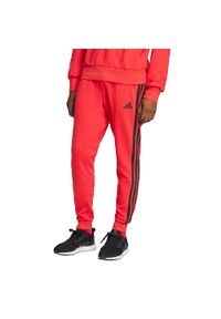 Spodnie Mężczyzna Adidas Essential 3 Stripes czerwony. Kolor: czerwony. Materiał: dresówka. Styl: elegancki, sportowy #1