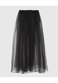 MACH&MACH - Czarna spódnica midi z jedwabiu. Kolor: czarny. Materiał: jedwab #9