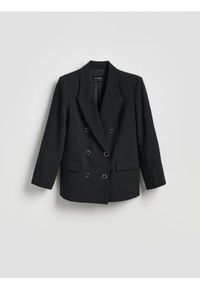 Reserved - Dwurzędowa marynarka - czarny. Kolor: czarny. Materiał: tkanina, wiskoza #1