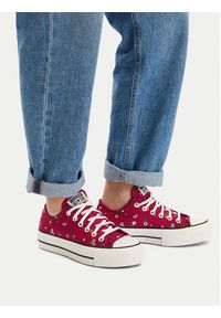 Converse Trampki Chuck Taylor All Star Lift Platform Embroidered Floral Patchwork A15535C Bordowy. Kolor: czerwony. Materiał: materiał. Obcas: na platformie #6