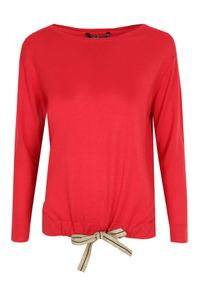TOP SECRET - Sweter z wiązaniem u dołu. Okazja: do pracy, na co dzień. Kolor: czerwony. Materiał: materiał. Długość rękawa: długi rękaw. Długość: długie. Sezon: zima. Styl: casual #2