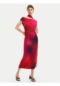 Desigual Sukienka koktajlowa Maine 26SWVK19 Czerwony Slim Fit. Kolor: czerwony. Materiał: syntetyk. Styl: wizytowy #1