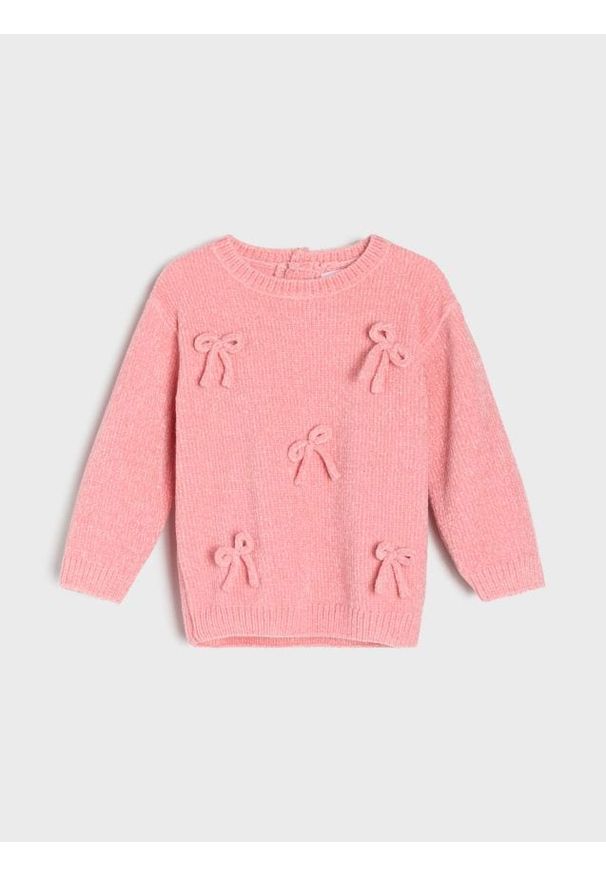 Sinsay - Sweter z kokardami - różowy. Typ kołnierza: kokarda. Kolor: różowy